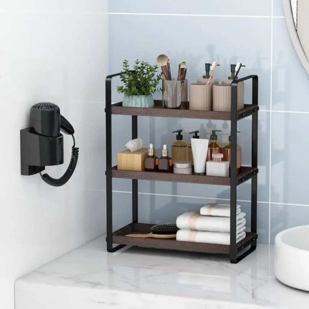 New 3-Tier Makeup Shelf for Cosmetic Storage & for Room Decor - Brown